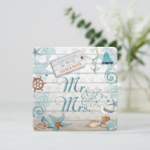 Nautisch strand | Uitnodiging tot weddenschappen (Staand voorkant)