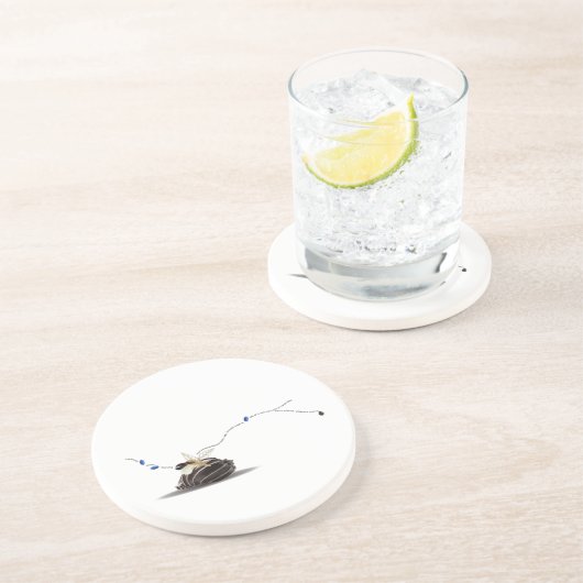 Nautisch strand uniek elegant minimalistisch kustg zandsteen onderzetter (Zijkant)