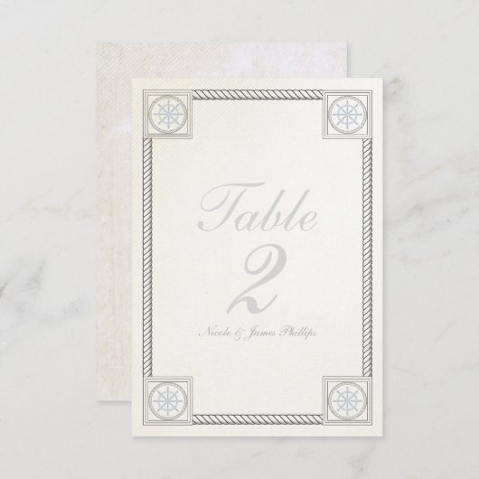 Nautisch Strand Vintage Trouwtafel Nummer Kaart (Voorkant / Achterkant)