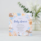 Nautisch Strand Waterverf Illustratie Baby shower Kaart (Staand voorkant)