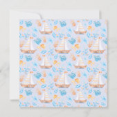 Nautisch Strand Waterverf Illustratie Baby shower Kaart (Achterkant)