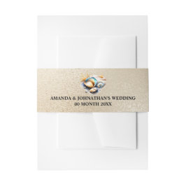 Nautisch strand zee schelp iriserende gouden schel uitnodigingen wikkel