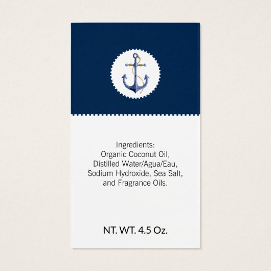 Nautisch strand Zeezout klei handgemaakte zeep lab Visitekaartje (Achterkant)