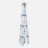 Nautisch strand zomer blauw roze kust (1) stropdas (Voorkant)