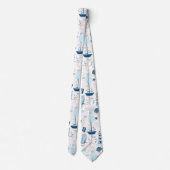 Nautisch strand zomer blauw roze kust (1) stropdas (Achterkant)