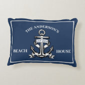 Nautisch Strandhuis Familie Naam Est Schip Anker Accent Kussen (Achterkant)