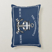 Nautisch Strandhuis Familienaam Oprichting Schip A Accent Kussen (Voorkant(Verticaal))