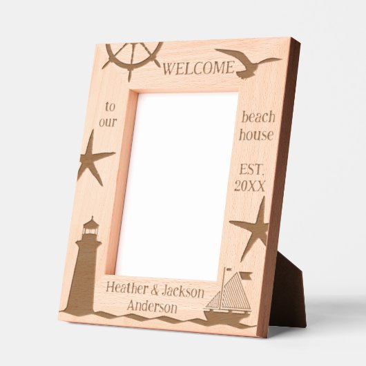 Nautisch Strandhuis Kust Gegraveerde Lijstjes (Links)