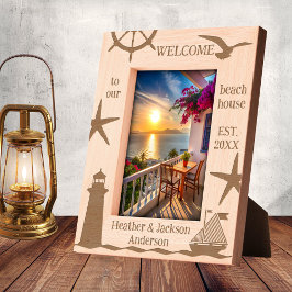 Nautisch Strandhuis Kust Gegraveerde Lijstjes