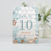 Nautisch strandhuwelijk | Tafel plaatsnummerkaart Kaart (Staand voorkant)