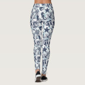 Nautisch strandpatroon Navy ID839 Leggings (Achterkant)