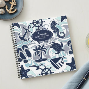 Nautisch strandpatroon Navy ID839 Notitieboek