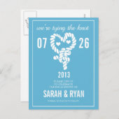 Nautisch Stropdas de Knoop Blauw Save the Date Bri Aankondigingskaart (Voorkant / Achterkant)