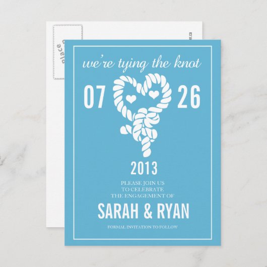 Nautisch Stropdas de Knoop Blauw Save the Date Bri Aankondigingskaart (Voorkant / Achterkant)