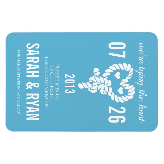 Nautisch Stropdas de Knoop Blauw Save the Date Mag Magneet (Horizontaal)