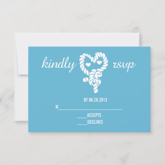 Nautisch Stropdas de Knot Blue Wedding RSVP-kaarte RSVP Kaartje (Voorkant)