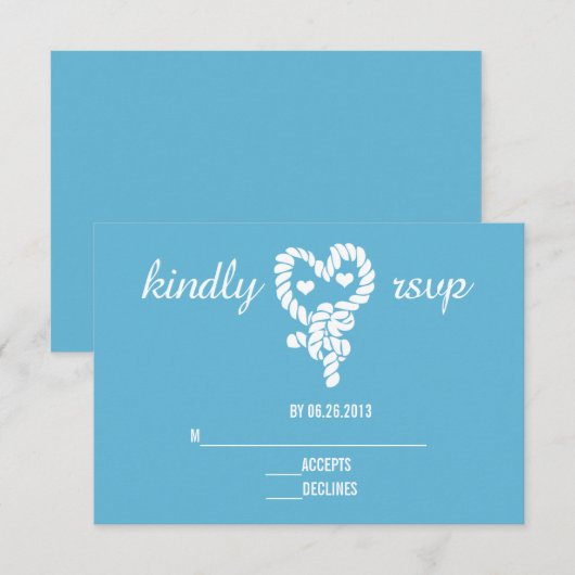 Nautisch Stropdas de Knot Blue Wedding RSVP-kaarte RSVP Kaartje (Voorkant / Achterkant)
