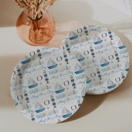 Nautisch Thema Ahoy Het is een Boy Baby shower Papieren Bordje