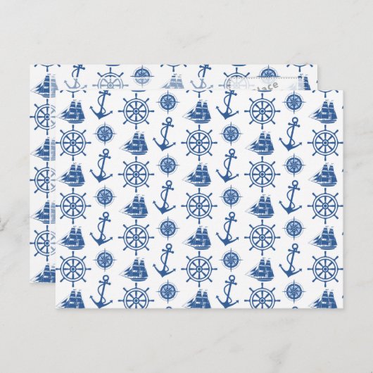 Nautisch thema Anchor Blue en White Briefkaart (Voorkant / Achterkant)