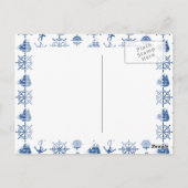 Nautisch thema Anchor Blue en White Briefkaart (Achterkant)