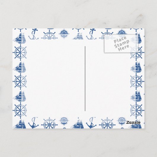 Nautisch thema Anchor Blue en White Briefkaart (Achterkant)