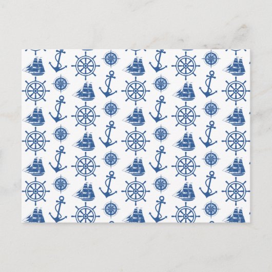 Nautisch thema Anchor Blue en White Briefkaart (Voorkant)