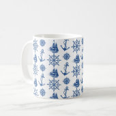 Nautisch thema Anchor Blue en White Koffiemok (Voorkant links)