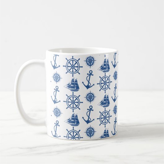 Nautisch thema Anchor Blue en White Koffiemok (Links)