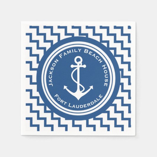 Nautisch Thema Anker Familie Strandhuisfeest Servetten (Voorkant)