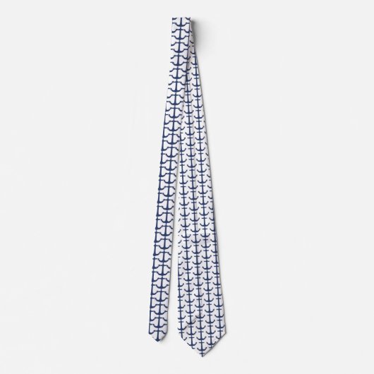 Nautisch Thema Anker Navy Stropdas (Achterkant)