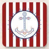 Nautisch thema anker zeilen blauw rood wit bier onderzetter (Voorkant)