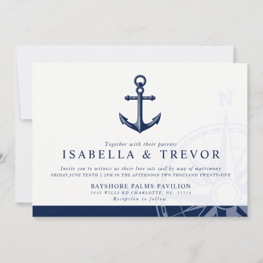 Nautisch thema |  ankerbruiloft kaart (Voorkant)