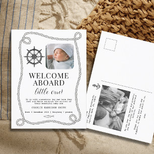 Nautisch thema Baby Geboorteaankondiging Briefkaar Briefkaart