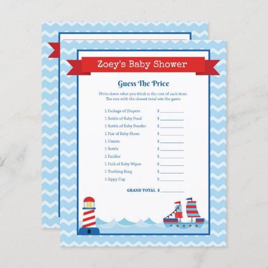 Nautisch thema Baby shower (Voorkant / Achterkant)