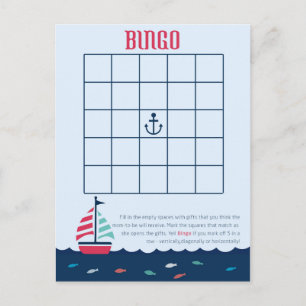 Nautisch thema - Baby shower Bingo spel Uitnodiging Briefkaart