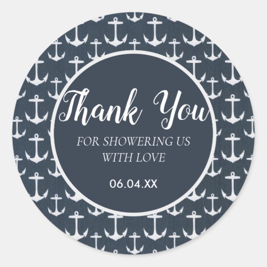 nautisch thema baby shower oceaan zeilboot Zee mee Ronde Sticker (Voorkant)