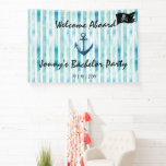 Nautisch thema Bachelor Stag Party Spandoek<br><div class="desc">Leuke nautische thema vrijgezel,  stag party banner. Zeiler blauwe strepen,  anker,  jolly roger vlag. Bewerkbare afbeeldingen en tekst.</div>