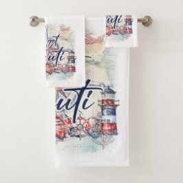 Nautisch thema badkamer handdoek set