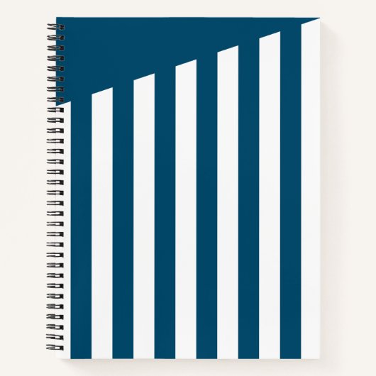 Nautisch thema Blauw en witte strepen Notitieboek (Voorkant)