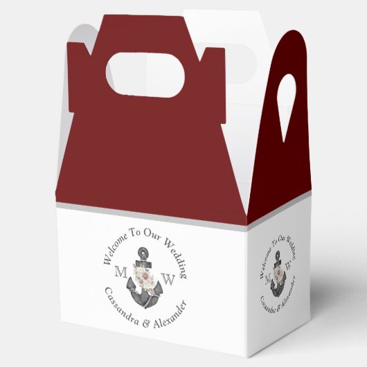 Nautisch-thema bloemanker Maroon Bourgondië rood Bedankdoosjes (Geopend)