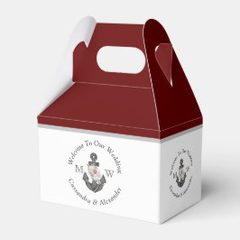 Nautisch-thema bloemanker Maroon Bourgondië rood Bedankdoosjes