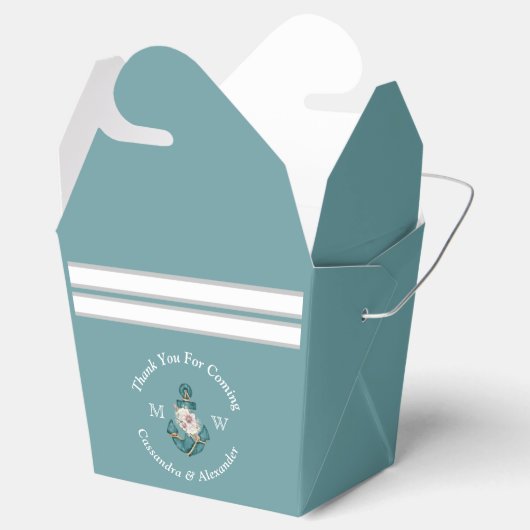 Nautisch-thema bloemanker wit aqua Blauwgroen blau Bedankdoosjes (Geopend)