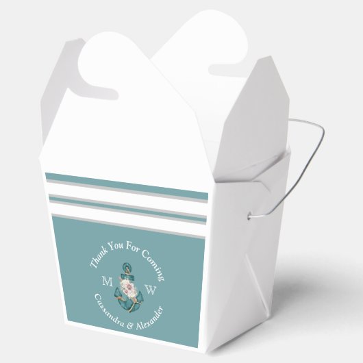 Nautisch-thema bloemanker wit aqua Blauwgroen blau Bedankdoosjes (Geopend)