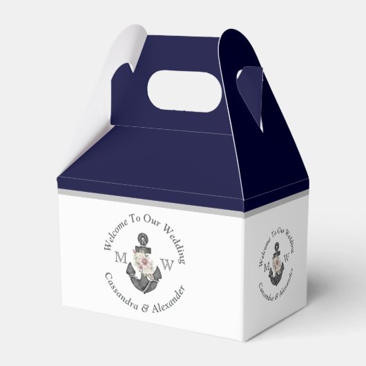 Nautisch-thema bloemanker wit marineblauw bedankdoosjes (Voorkant Zijde)