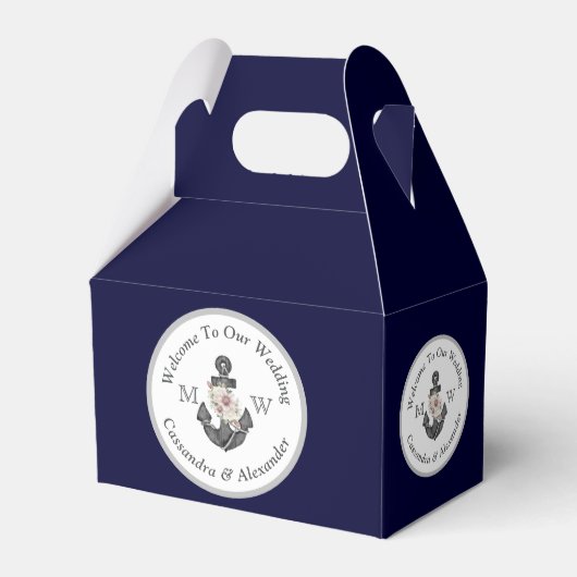 Nautisch-thema bloemanker wit marineblauw bedankdoosjes (Voorkant Zijde)