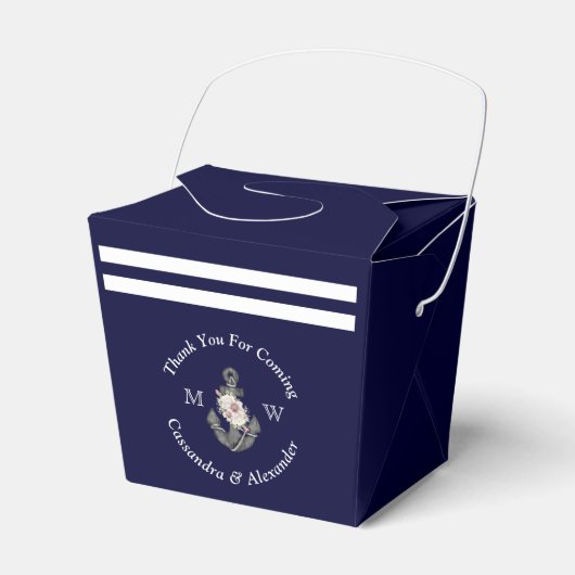 Nautisch-thema bloemanker wit marineblauw Favo Bedankdoosjes (Voorkant Zijde)