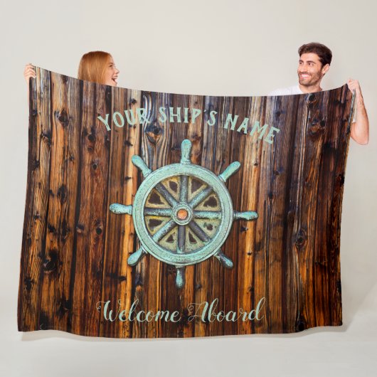 Nautisch thema Bronze Captains wiel Fleece Deken (In situ)
