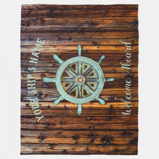 Nautisch thema Bronze Captains wiel Fleece Deken (Voorkant)