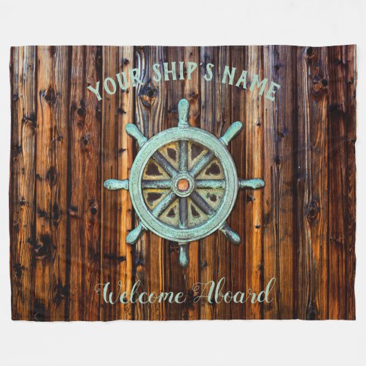Nautisch thema Bronze Captains wiel Fleece Deken (Voorkant (Horizontaal))