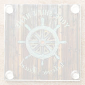 Nautisch thema Bronze Captains wiel Glazen Onderzetter (Achterkant)